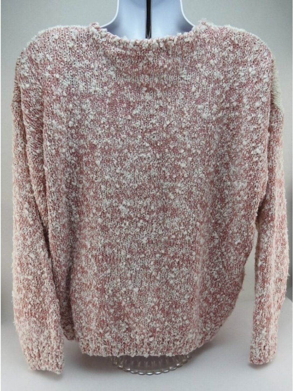 Vintage Pembrooke Pink White Sweater Floral Applique Cottagecore Korea Sz L - Picture 10 of 11